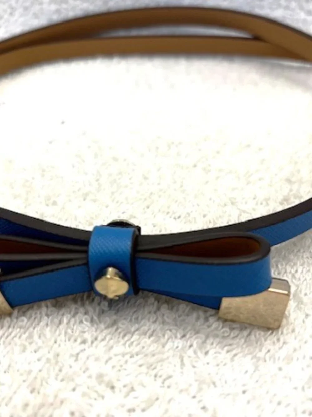 kate spade new york vibrant blue leather bow skinny belt NWT Size M